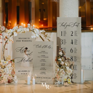 Wedding Sign Mirror Bundle, Wedding Welcome Sign Mirror Bundle, Mirror Wedding Sign, Seating Chart Mirror Sign, Order Of The Day Mirror Sign