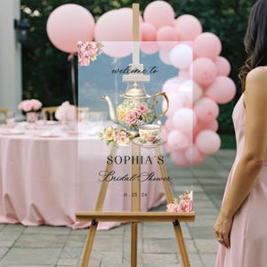 Tea Party Bridal Shower Sign, Bridal Shower Tea Party Sign, High Tea Bridal Shower Welcome Sign, Tea Party Decorations  MyrtleRoyalBoutique