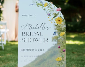 Wild flowers Bridal Shower Sign, Welcome To Bridal Shower Sign, Acrylic Bridal Shower Sign, WildFlower Decorations MyrtleRoyalBoutique