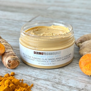 May include: A jar of Dermotechnology Bio Active Turmeric Clay Mask Argile Curcuma, a face mask with antioxidant, radiance, and anti-inflammation benefits. The jar is 120g (4.05 fl. oz.).