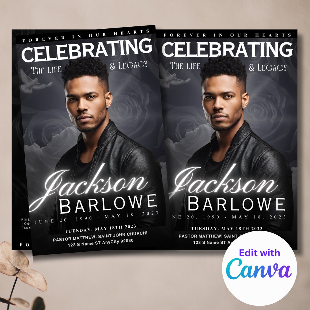 Personalized Memorial Program Template | Celebration of Life (canva) - Etsy