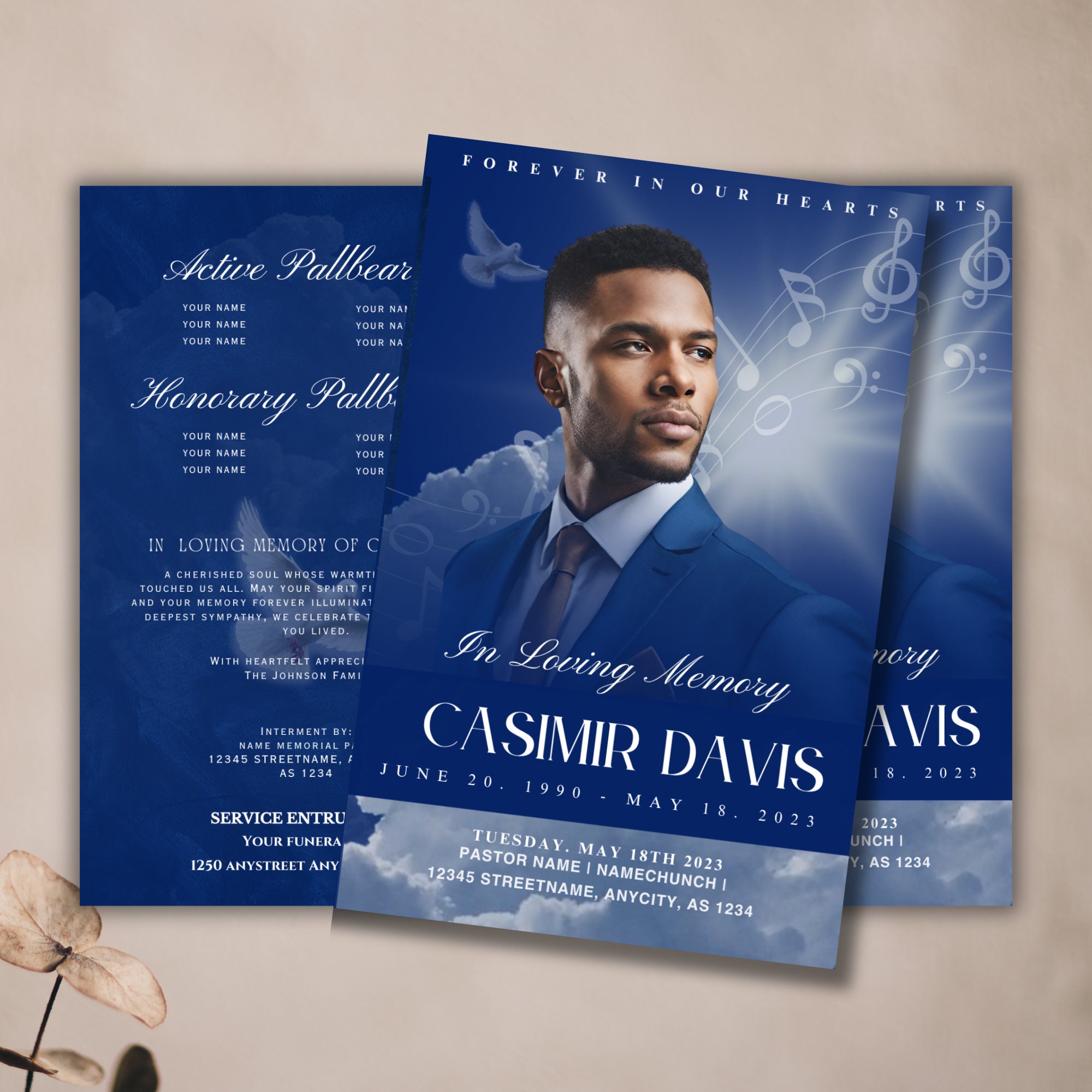 Music Themed Memorial Program Obituary Template Magazine Style ...