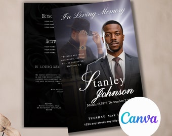 Memorial program (8 pages) Booklet | Masculine Funeral Program | Celebration of Life |Keepsake | Funeral Program for Man