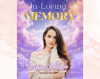 In Loving Memory PNG, Purple Sky Memorial Background (Digital Download)