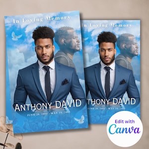 Funeral Program Booklet, Mogul Magazine Style, 8 Pages, Celebration of Life, Keepsake, Digital Download, Canva Template