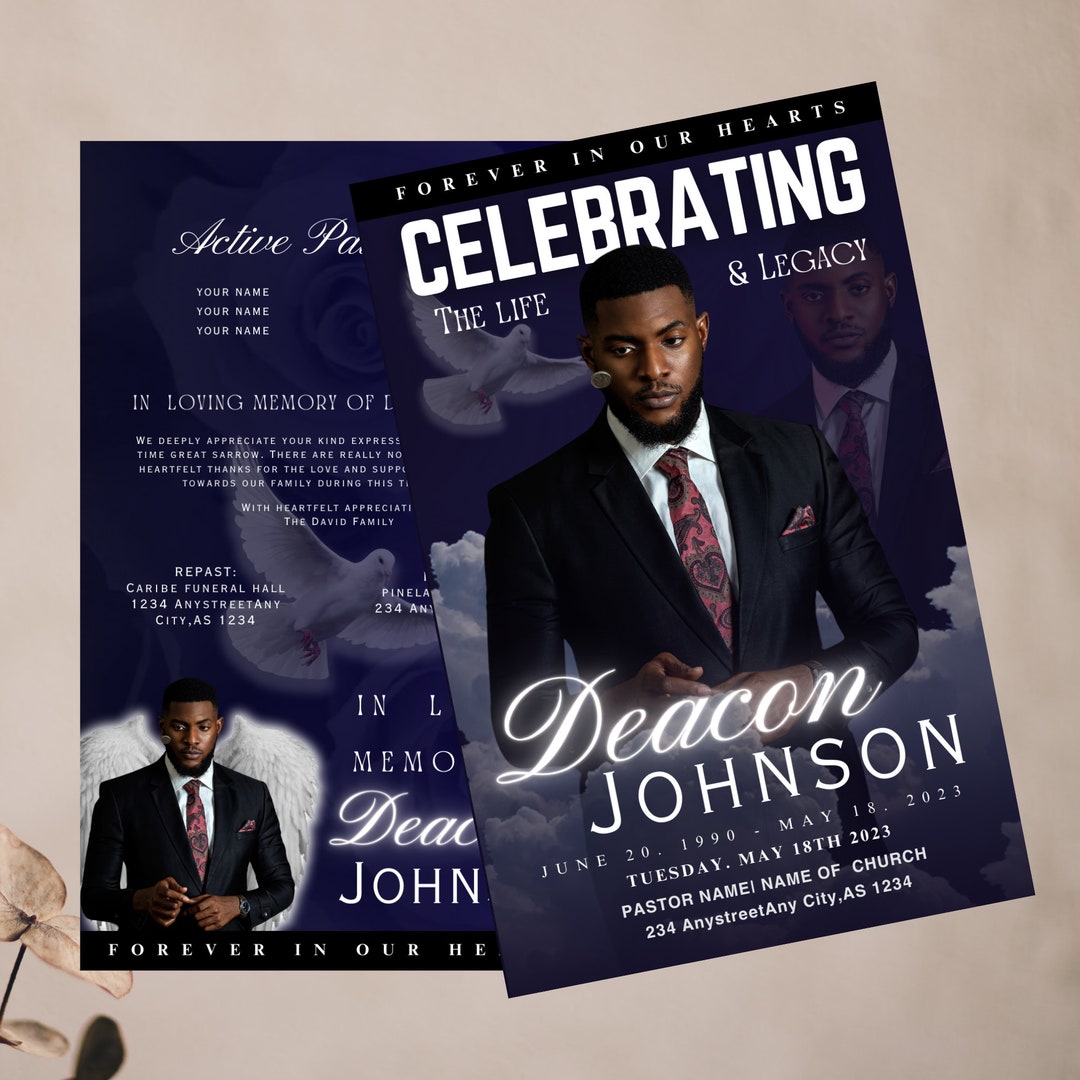 Heavenly Blue Skies Funeral Program | Obituary Template | Magazine ...