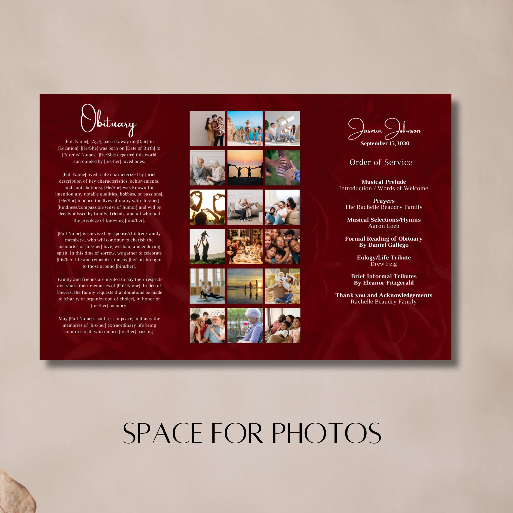Elegant Funeral Program Template | Celebration of Life (digital ...