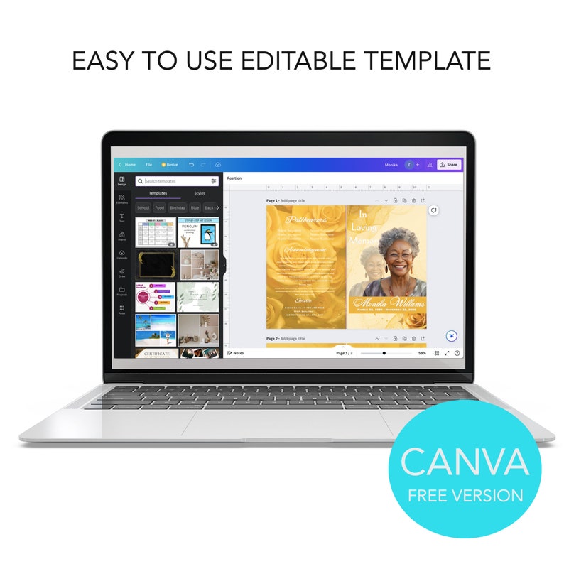 Computer Keyboard Funeral Funeral Program Template | Canva Obituary Booklet (digital Download) - Etsy