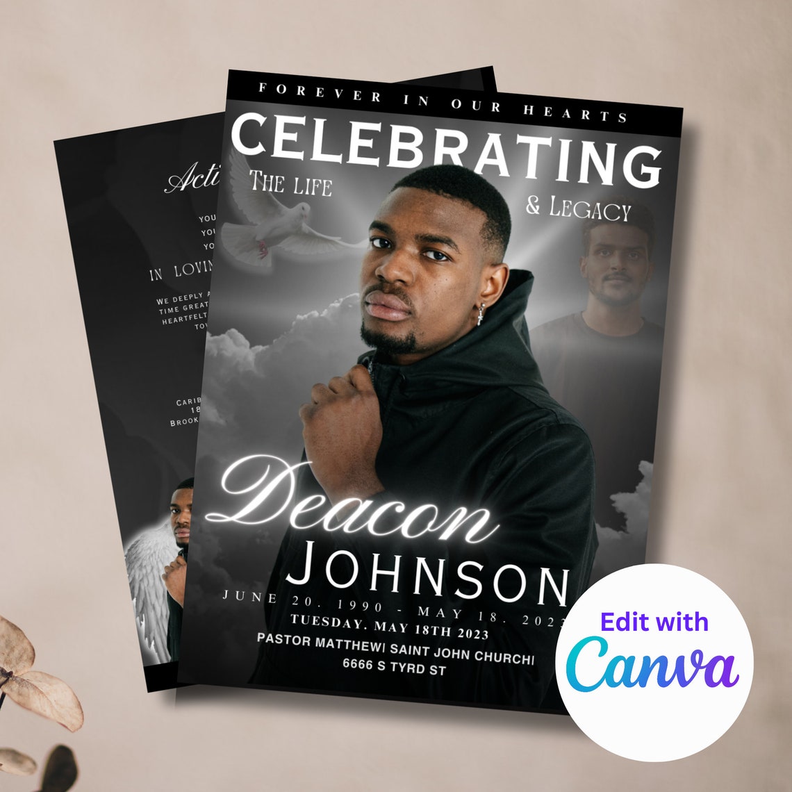 Personalized Memorial Program Template | Celebration of Life (canva ...
