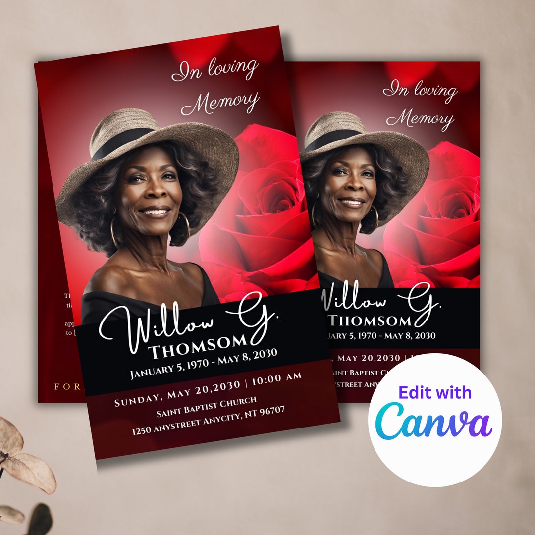 Funeral Program Template for Man Masculine Funeral Program Celebration ...