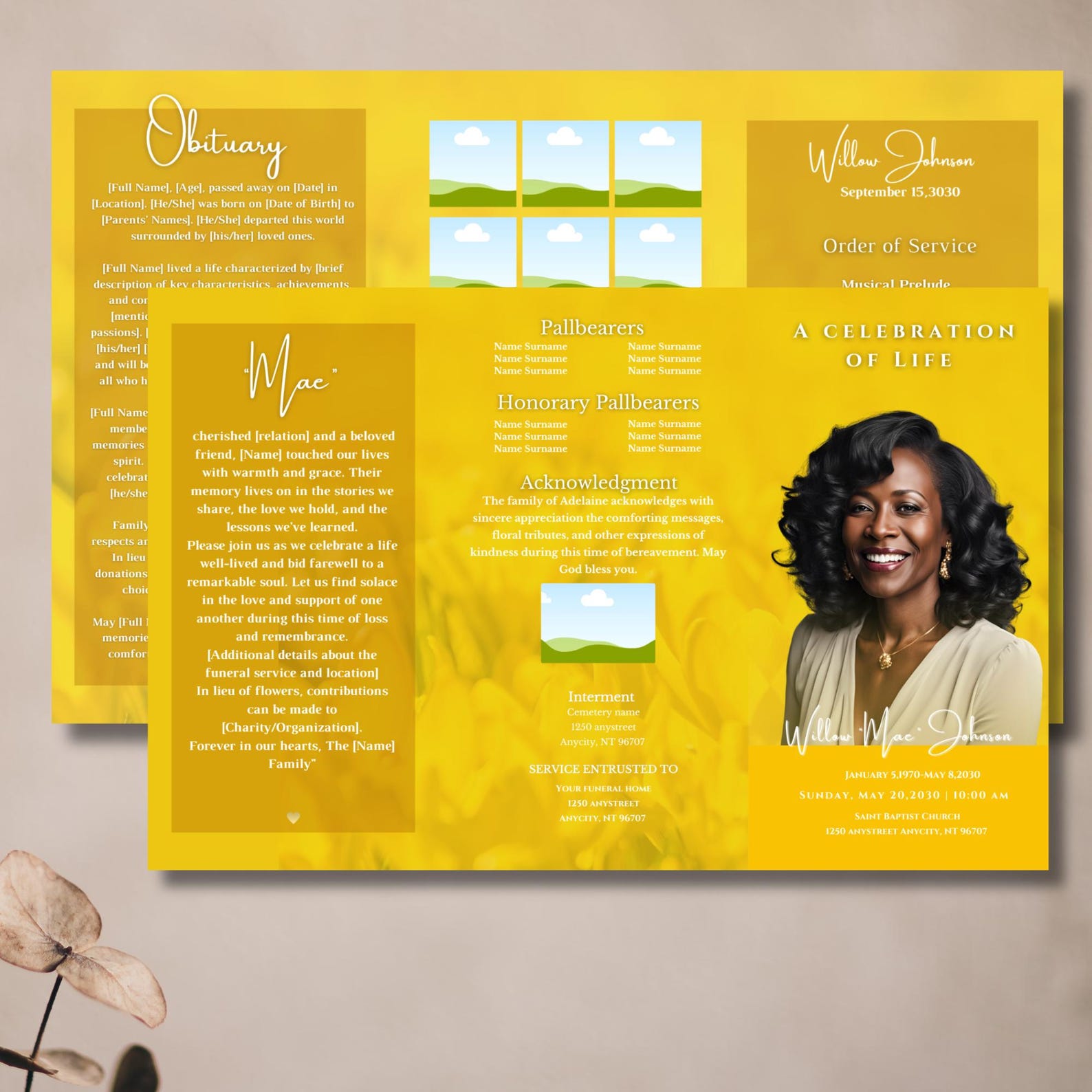 Elegant Funeral Program Template | Celebration of Life (digital ...