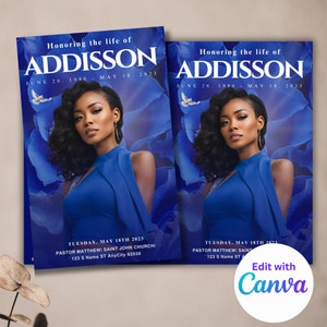 Funeral Program Booklet, Mogul Magazine Style, 8 Pages, Celebration of Life, Keepsake, Digital Download, Canva Template