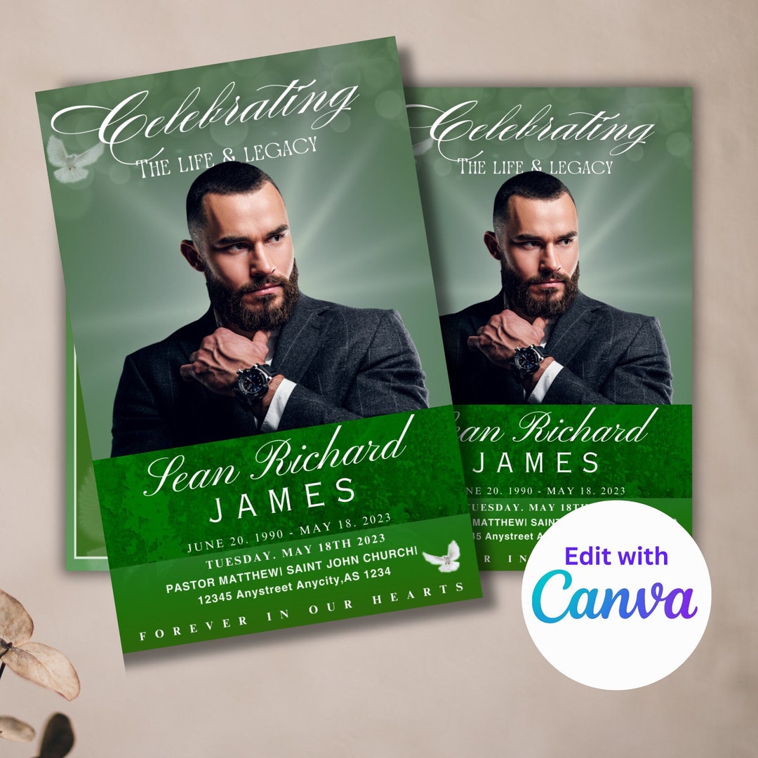 Personalized Memorial Program Template | Celebration of Life (canva ...