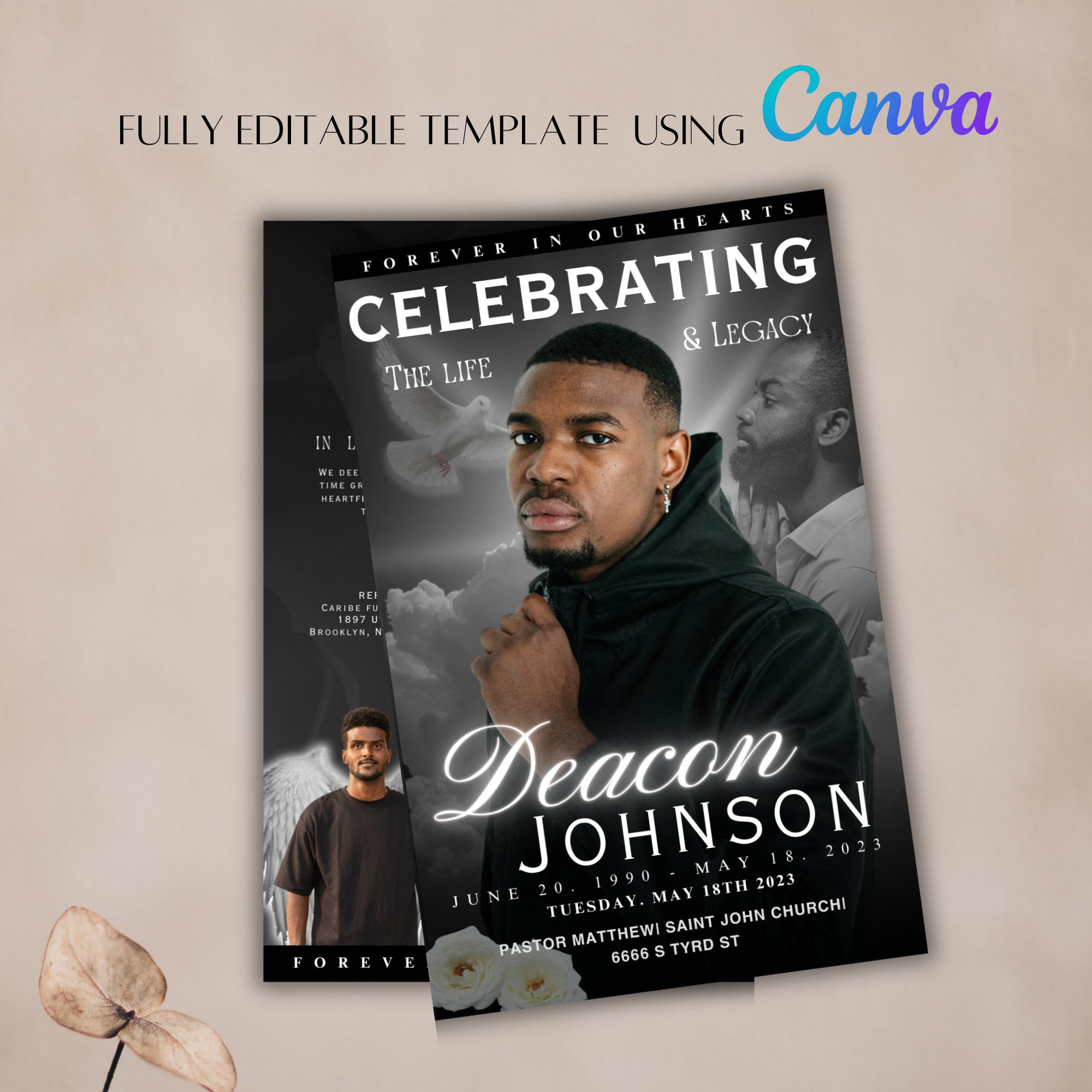 Personalized Memorial Program 8 Pages Obituary Template Magazine Cover Personalized Memorial Program 8 Pages Obituary Template Magazine Cover