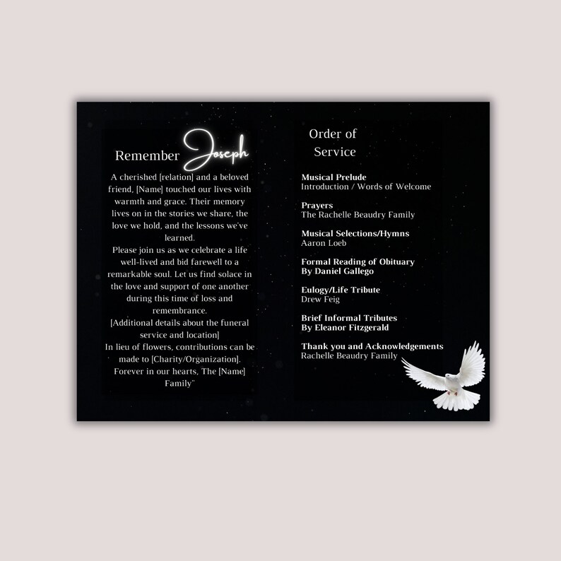 Memorial Program Template | Funeral Booklet, Celebration of Life ...