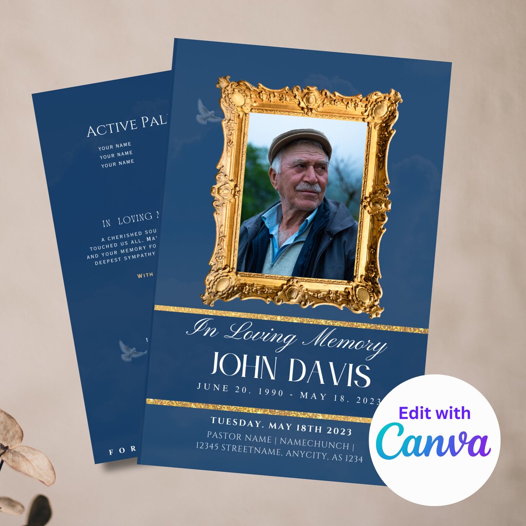 Elegant Funeral Program Template | Celebration of Life Keepsake (canva ...