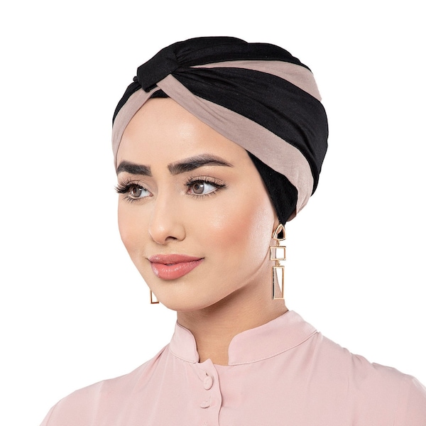 Masumi Pretied Instant Head Wraps for Women, Stylish Ready-to-Wear Cotton Headwrap, Lightweight Jersey Hijab, Turban Hat - Amelia