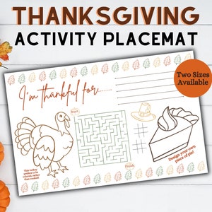 Thanksgiving Activity Placemat: Kids Coloring & Games (Printable)