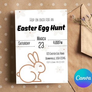 Egg Hunt Invite, Template,  Egg Hunt Invitation, Editable Invitation, Minimalist Egg Hunt Invite, Easter, Egg Hunt, Easter Bunny
