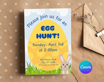 Easter Egg Hunt Invitation Template: Editable Bunny Flyer (5x7) (Digital Download)