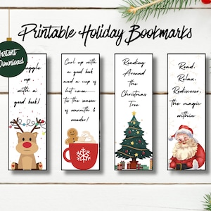Printable Holiday Bookmarks, Christmas Bookmarks, Printable Bookmarks, Instant Download, Book Club, Bookmarks for Kids, Digital Bookmark