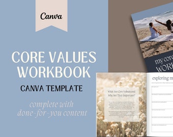 Modèle Canva de classeur sur les valeurs fondamentales : outils de coaching de vie (téléchargement numérique)
