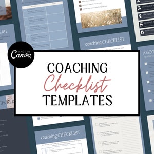 Coaching Checklist Template Bundle, Coaching Templates, Life Coaching Worksheet Tools, Life Coaching Checklists, Canva Templates, Life Coach