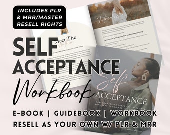 May include: A pink and white self-acceptance workbook with the title "Self Acceptance" and the subtitle "How compassion frees you, heals you and leads you to radical contentment". The cover features a black woman with a pink background.