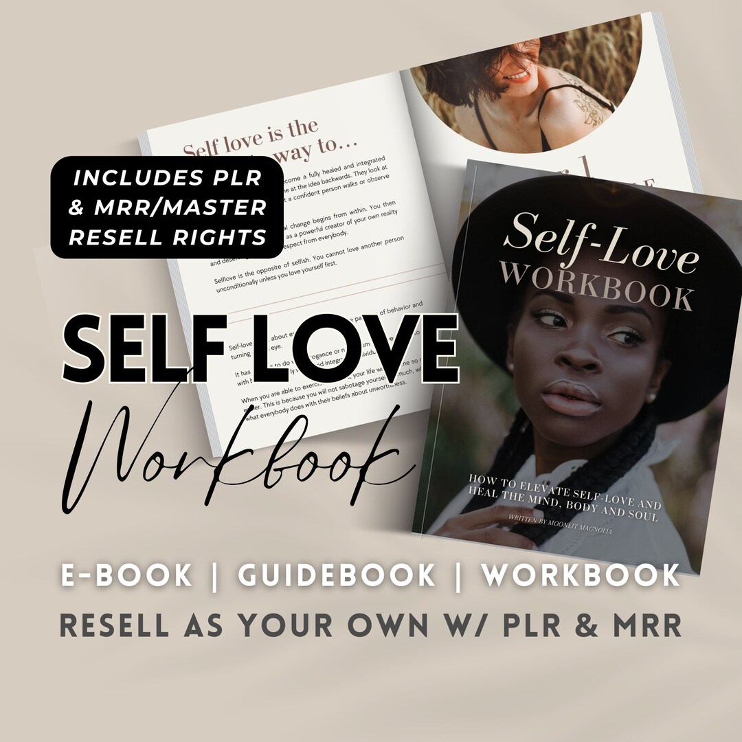 Self Love Guide Canva Template Editable Therapy Workbook PLR MRR Ebook ...