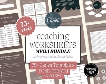 Coaching Worksheet Canva Templates: Therapy & Life Coaching Tools (75+ Pages)