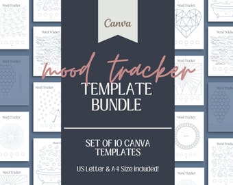 Mood Tracker Canva Template Bundle: Therapy & Life Coaching Tools (Instant Download)