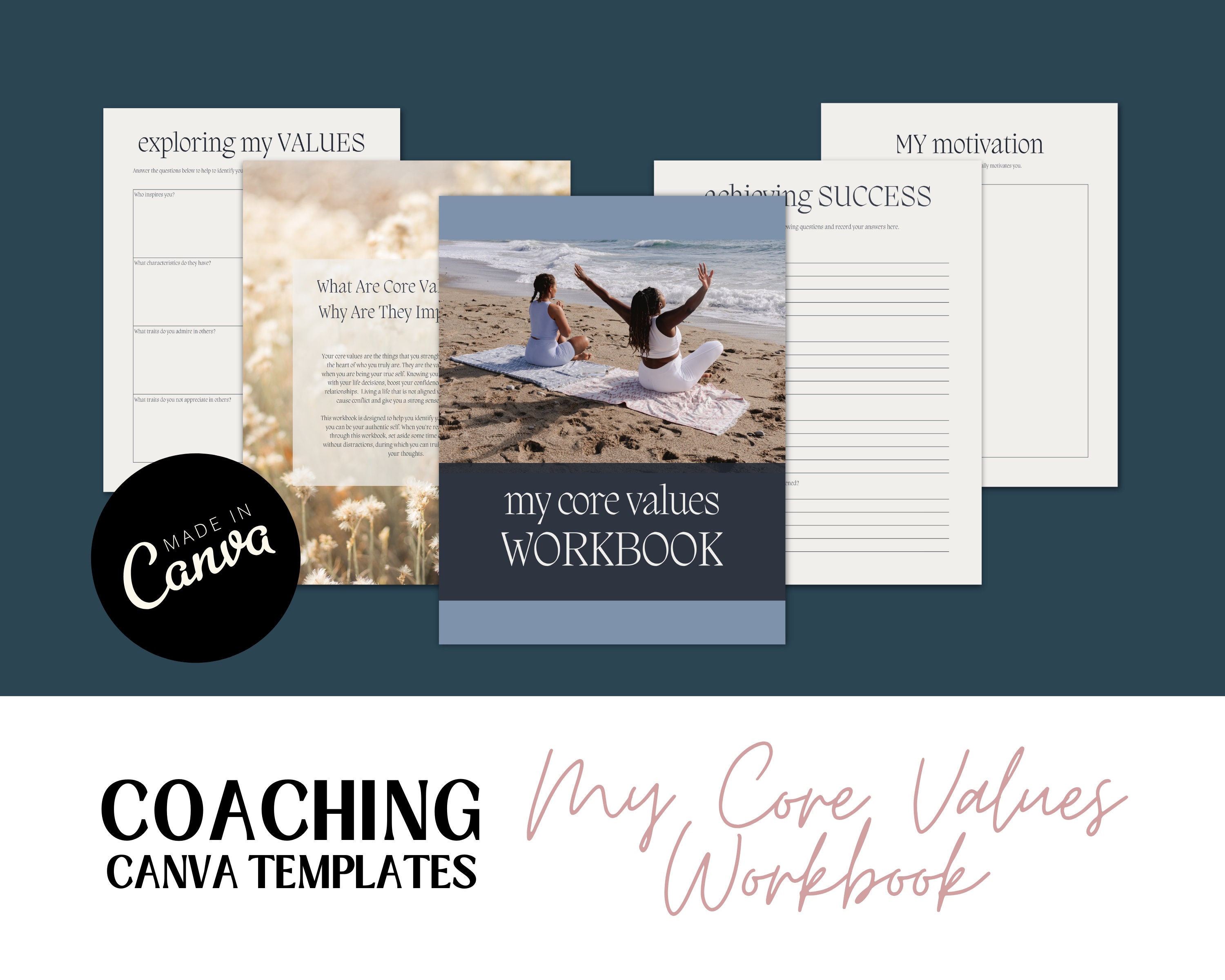 Core Values Workbook, Canva Template, Core Beliefs, Life Coaching