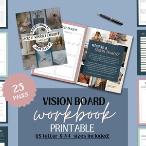 Vision Board Workbook Printable, Manifestation Workbook, Vision Board Workbook, Manifestation, New Year, 2024, Vision Board Printable