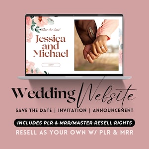 Floral Wedding Website | Wedding Invitation Website / Digital RSVP / Save the Date, Canva Website Template, Wedding Website Template Canva