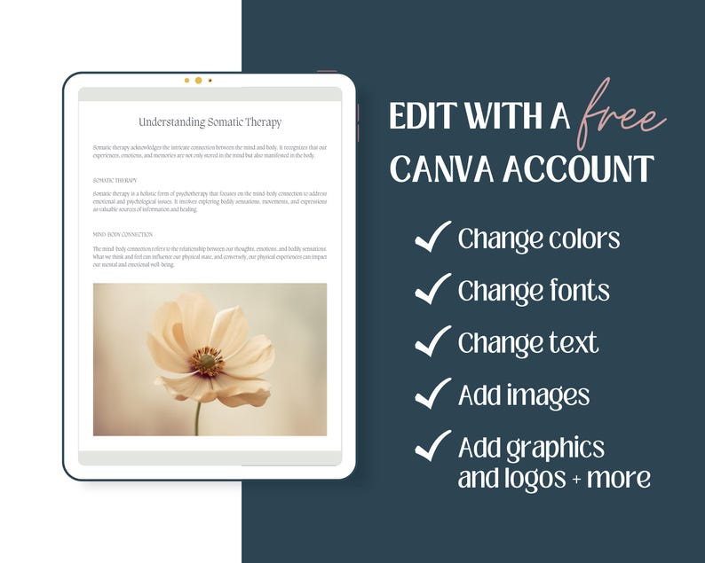 Somatic Therapy Workbook Canva Template: Customizable Coaching Tools ...