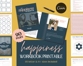 Happiness Workbook: 12-Week Guided Journal for Mental Wellness (Printable PDF)