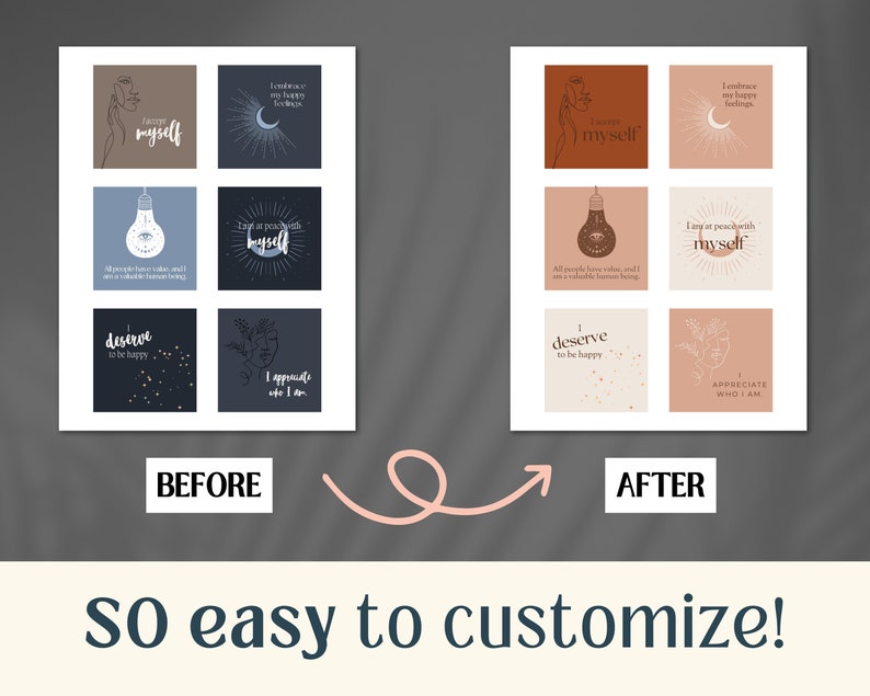 Affirmation Card Templates, Canva Templates, Positive Affirmation Cards