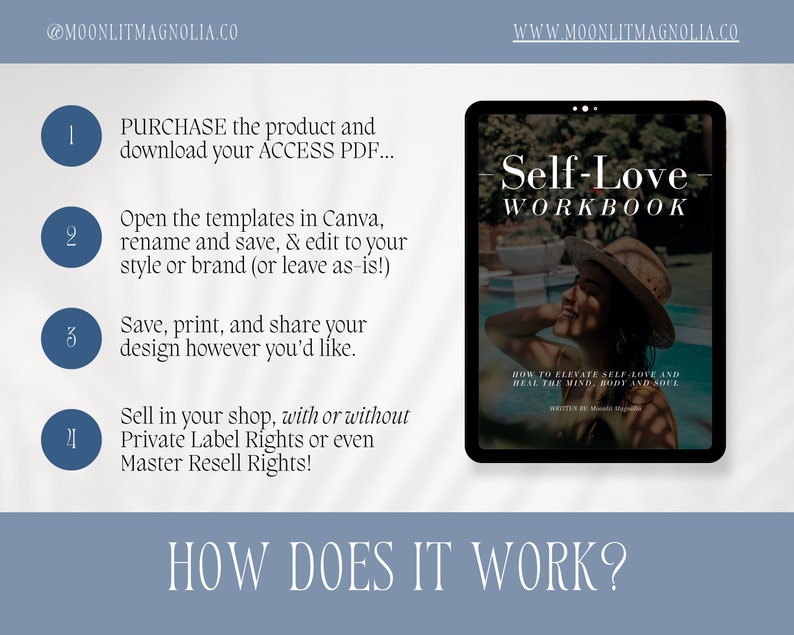 Self Love Guide Canva Template Editable Therapy Workbook PLR MRR Ebook ...