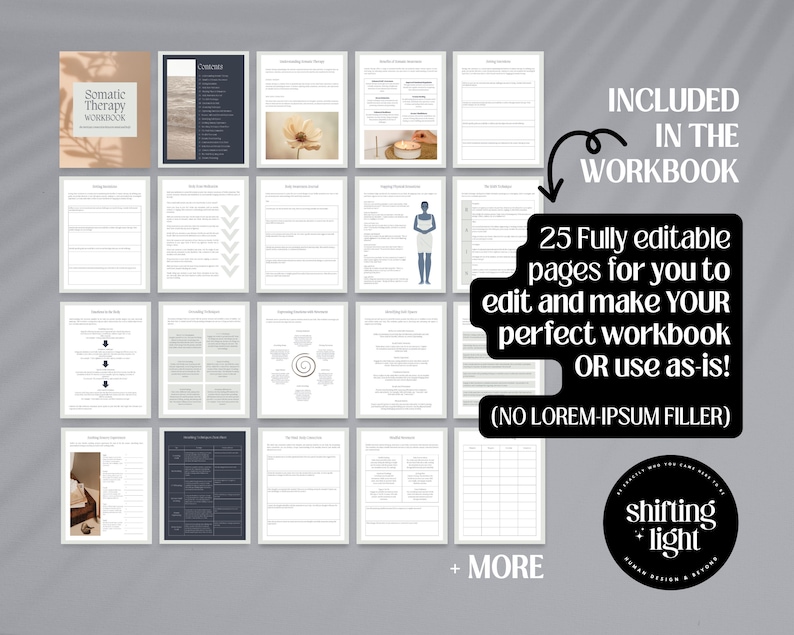 Somatic Therapy Workbook Canva Template: Customizable Coaching Tools ...