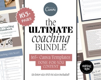 Modèles pour coaching Canva lot de 165 pages Feuilles de travail pour coach de vie Modèles de cahiers d'exercices pour thérapie Lot de 10 fiches modifiables