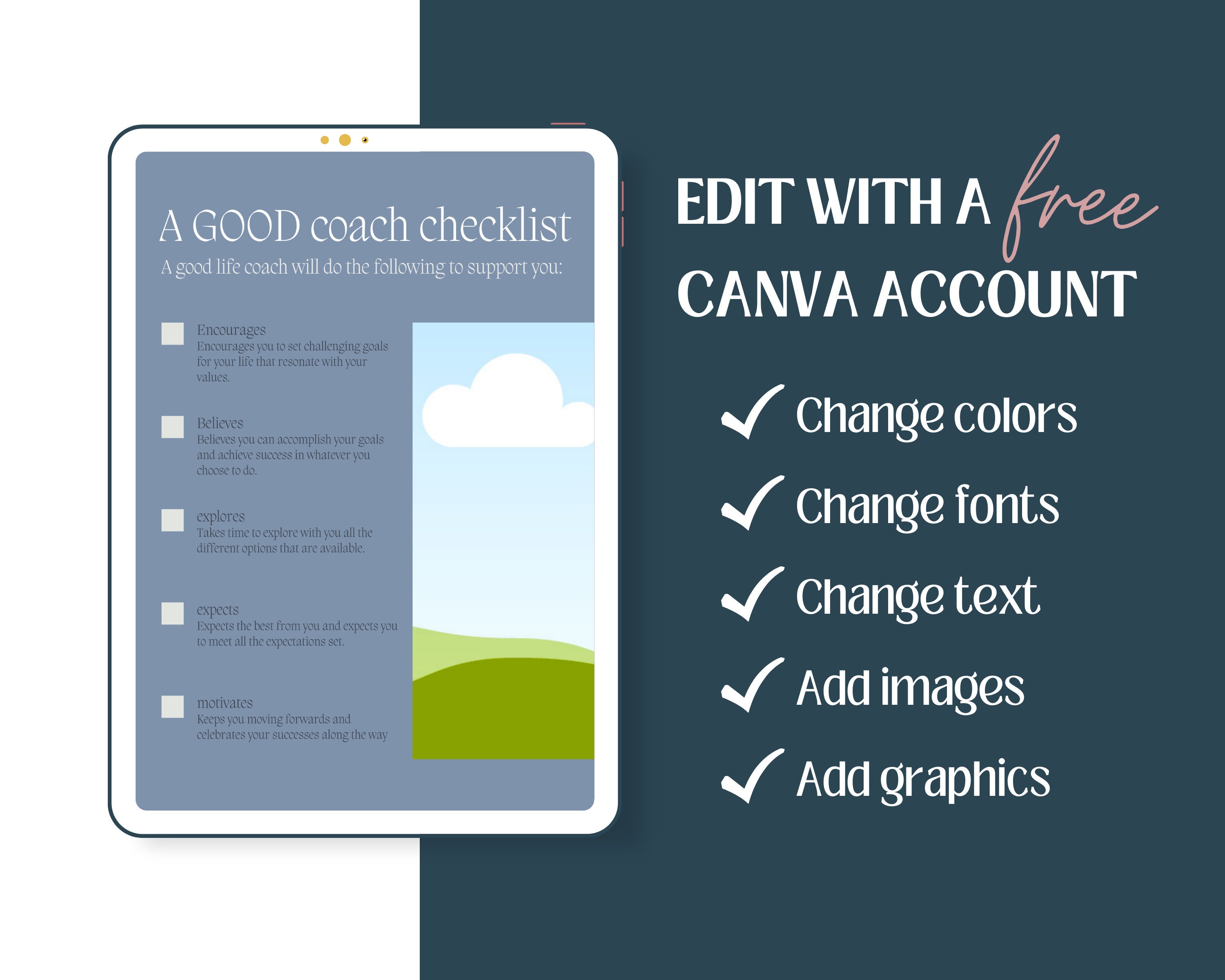 Coaching Checklist Canva Templates: Life Coach Worksheets (digital ...