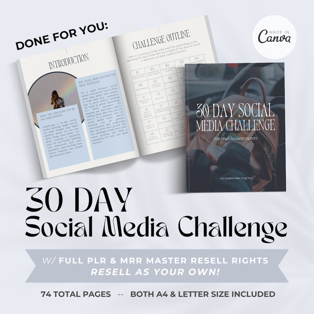 MRR 30 Day Social Media Challenge Ebook, Master Resell Rights Workbook ...