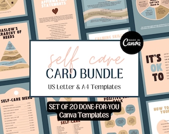 Self Care Cards Canva Template Self Care Worksheet Therapy Tools Coaching Resources Mental Health Printable Coping Skills Cards PDF Editable