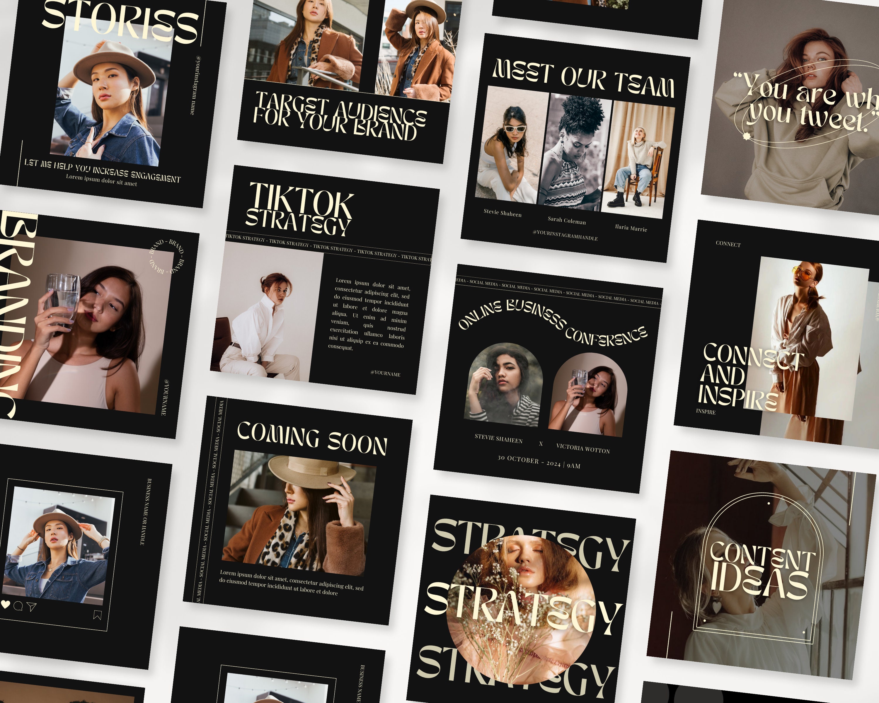 MRR DARK Aesthetic Instagram Post & Story Canva Bundle, Master Resell ...