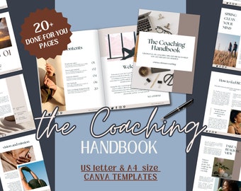 Manuale di coaching - Modello Canva - Pacchetto di benvenuto per life coach - Guida all'inserimento del cliente - Kit di strumenti di coaching modificabile - Modello di coaching per il benessere