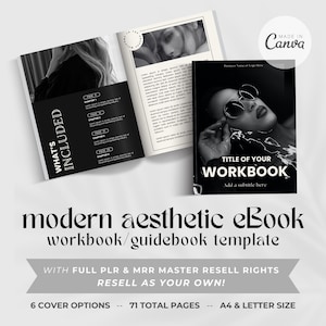 Modern Aesthetic Workbook With Photos, eBook Template, Workbook Canva Template, Master Resell Rights, Master Resell Rights Template, MRR