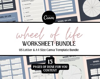 Wheel of Life Worksheet Printable Coaching Tool Life Balance Assessment Personal Growth Workbook Therapy Tool Canva Template PDF Editable