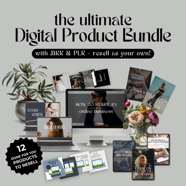 PLR MRR Ultimate Digital Product Bundle, Master Resell Rights Bundle, Digital Products to Resell, Passive Income, Done For You Products