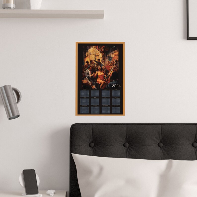 Onepage Calendar Jazz Poster, 2024 Wall Calendar, Home Office Calendar