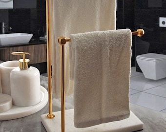 Mademoiselle White Marble 2 Piece Towel Stand